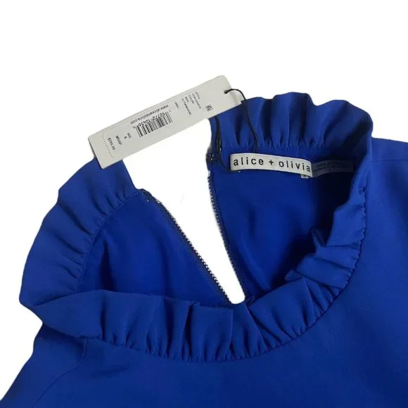 Alice + Olivia NWT 'Elsa' Ruffle Collar Mini Dress in 'Ultramarine' Blue Size 4 - Picture 10 of 16